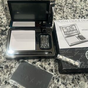 New in Box Digital Clock Desk Set with engrave-able plaque; grad/office gift
